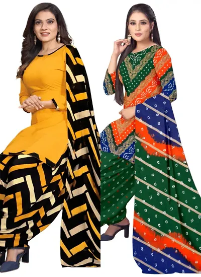 Crepe Dress Material with Dupatta For Women (Combo pack of 2)