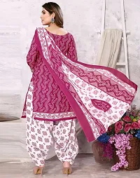 Elegant Pink Cotton Floral Print Dress Material with Dupatta For Women-thumb2