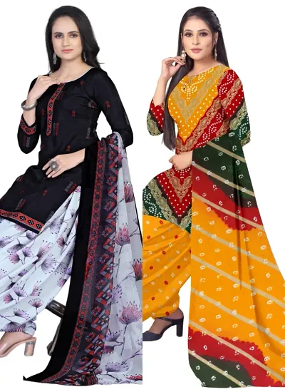 Crepe Dress Material with Dupatta For Women (Combo pack of 2)