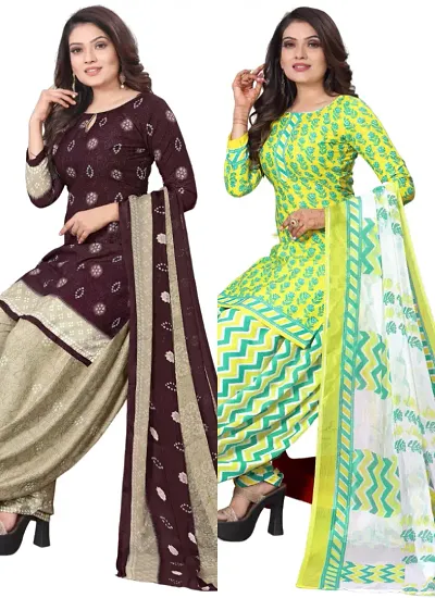 Crepe Dress Material with Dupatta For Women (Combo pack of 2)