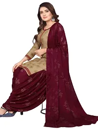 Maroon  Beige Crepe Printed Dress Material with Dupatta For Women (Combo pack of 2)-thumb2