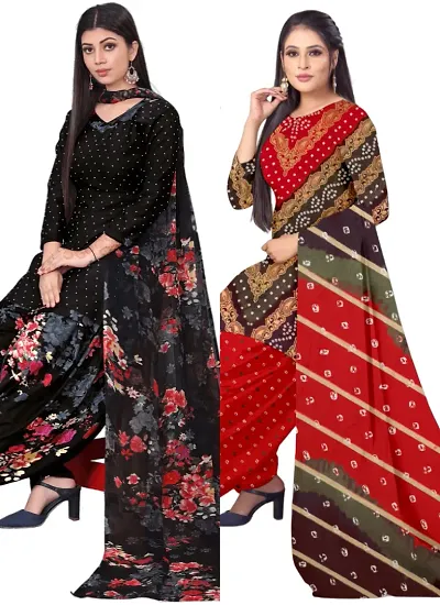 Crepe Dress Material with Dupatta For Women (Combo pack of 2)