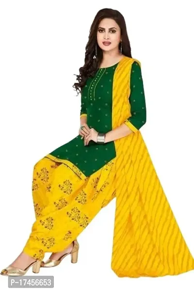 Elegant Green Rayon Ethnic Print Dress Material with Dupatta For Women-thumb2