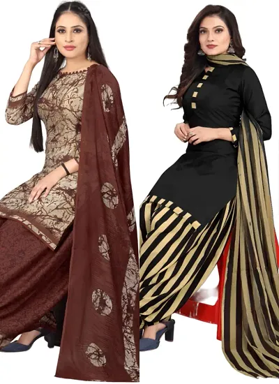 Crepe Dress Material with Dupatta For Women (Combo pack of 2)