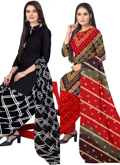 Crepe Dress Material with Dupatta For Women (Combo pack of 2)