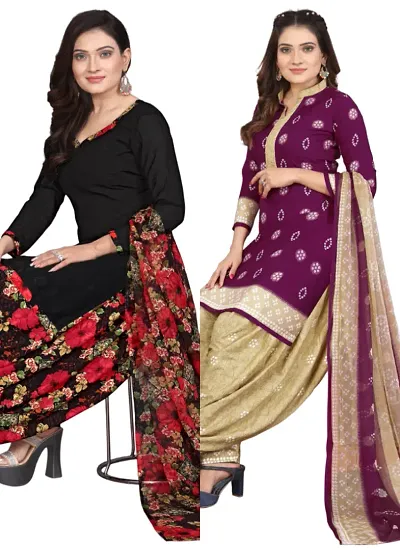 Stylish Crepe Digital Printed Unstitched Suits - pack of 2