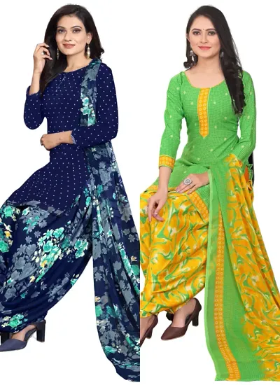 Stylish Crepe Printed Dress Material with Dupatta Combo pack of 2