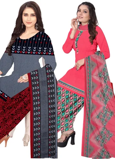 Stylish Crepe Digital Printed Unstitched Suits - pack of 2