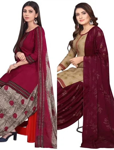 Crepe Dress Material with Dupatta For Women (Combo pack of 2)