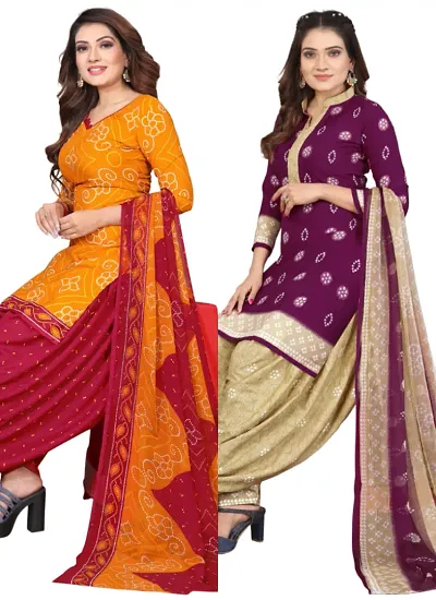 Crepe Dress Material with Dupatta For Women (Combo pack of 2)