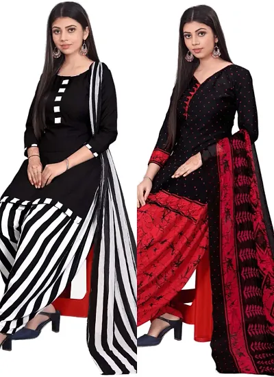 Crepe Dress Material with Dupatta For Women (Combo pack of 2)