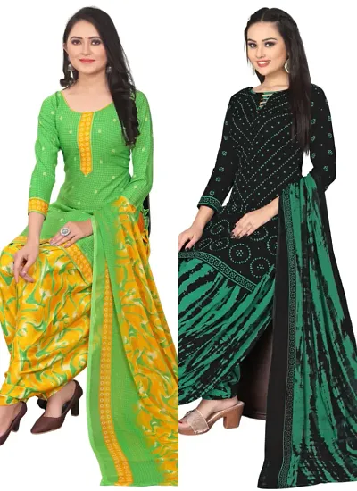 Stylish Crepe Digital Printed Unstitched Suits - pack of 2