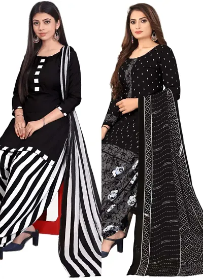 Stylish Crepe Digital Printed Unstitched Suits - pack of 2