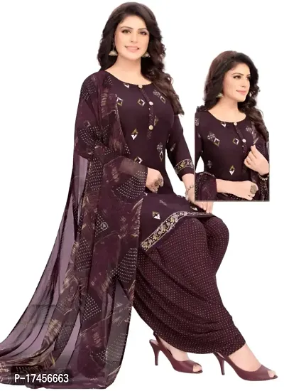 Elegant Purple Rayon Ethnic Print Dress Material with Dupatta For Women-thumb0