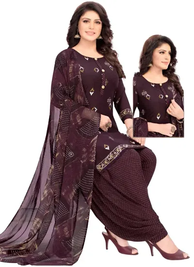 Ruhab's Women Crepe Suit Fabric | 1 Top 1 Bottom 1 Dupatta | Unstitched Dress Material Selection for Her | 29