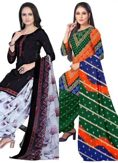 Crepe Dress Material with Dupatta For Women (Combo pack of 2)