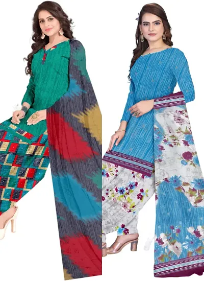 Crepe Dress Material with Dupatta For Women (Combo pack of 2)