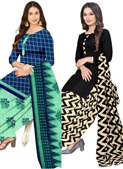 Crepe Dress Material with Dupatta For Women (Combo pack of 2)