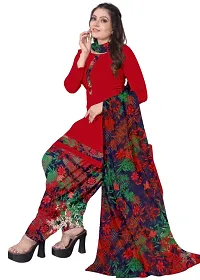 Red  Yellow Crepe Printed Dress Material with Dupatta For Women (Combo pack of 2)-thumb1