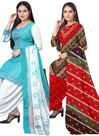 Sea Crepe Dress Material with Dupatta For Women (Combo pack of 2)