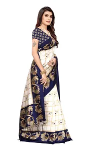 Stylish Art Silk Navy Blue Printed Kanjeevaram Saree with Blouse piece-thumb2