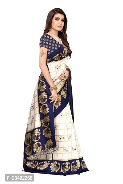 Stylish Art Silk Navy Blue Printed Kanjeevaram Saree with Blouse piece-thumb3