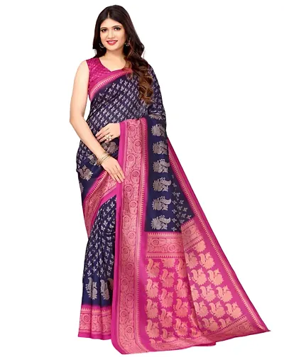 Ishika Fab Women's Kasak Banarasi Cotton Silk Saree With Unstiched Blouse Piece