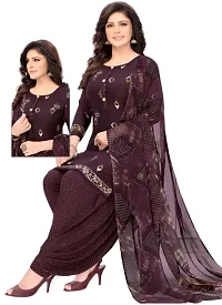 Elegant Purple Rayon Ethnic Print Dress Material with Dupatta For Women-thumb1