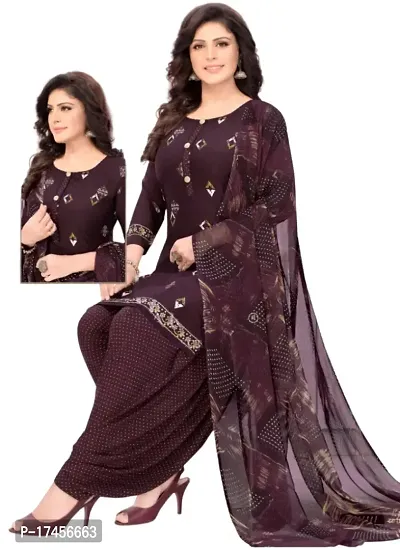 Elegant Purple Rayon Ethnic Print Dress Material with Dupatta For Women-thumb2