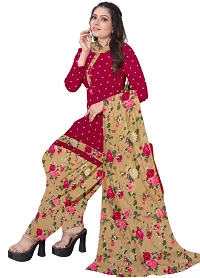 Red  Multicolor Crepe Printed Dress Material with Dupatta For Women (Combo pack of 2)-thumb1