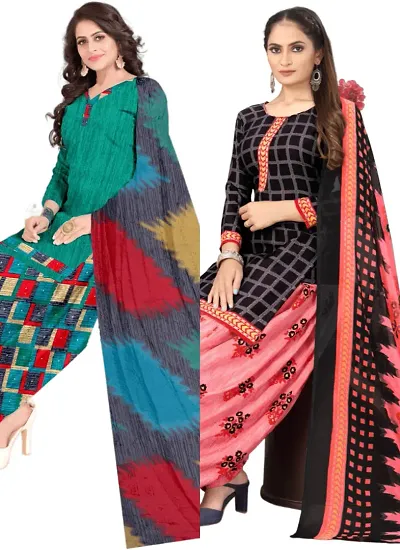 Crepe Dress Material with Dupatta For Women (Combo pack of 2)