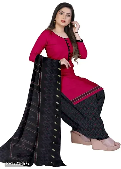 Elegant Pink Crepe Printed Dress Material with Dupatta For Women