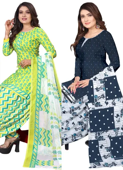 Crepe Dress Material with Dupatta For Women (Combo pack of 2)