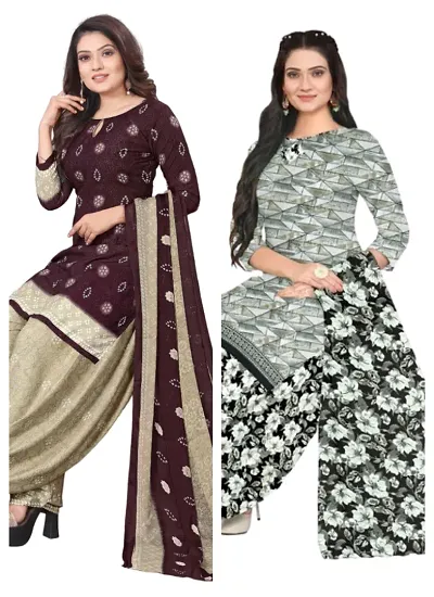 Stylish Cotton Printed Unstitched Suits - Pack of 2