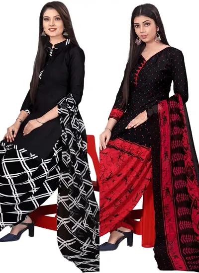 Crepe Dress Material with Dupatta For Women (Combo pack of 2)