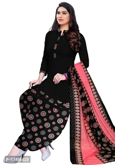 Elegant Black Rayon Ethnic Print Dress Material with Dupatta For Women-thumb2