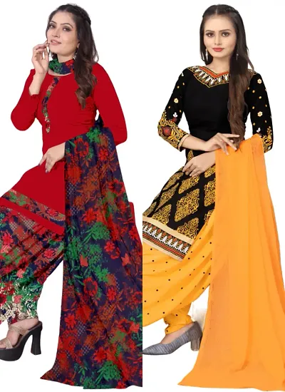 Stylish Crepe Digital Printed Unstitched Suits - pack of 2