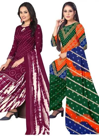 Crepe Dress Material with Dupatta For Women (Combo pack of 2)