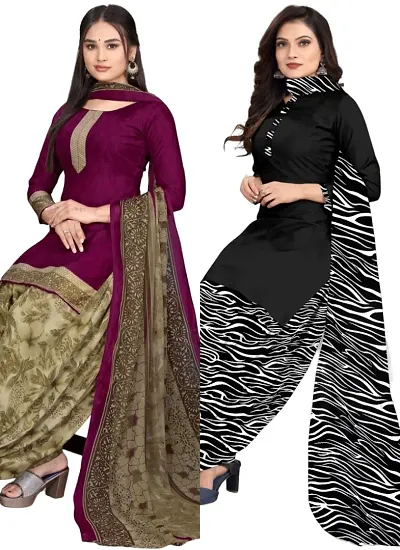 Crepe Dress Material with Dupatta For Women (Combo pack of 2)