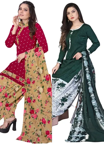 Crepe Dress Material with Dupatta For Women (Combo pack of 2)