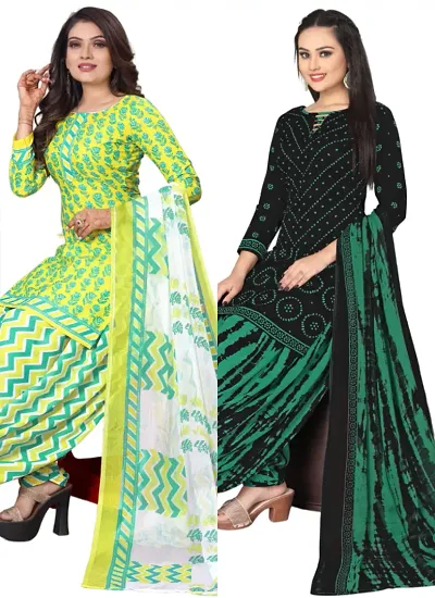 Crepe Dress Material with Dupatta For Women (Combo pack of 2)