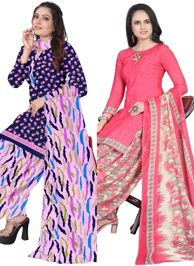 Crepe Dress Material with Dupatta For Women (Combo pack of 2)