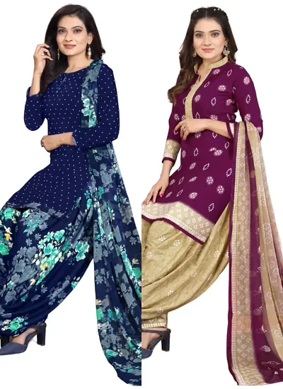 Crepe Dress Material with Dupatta For Women (Combo pack of 2)