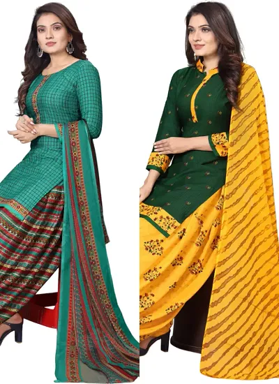 Crepe Dress Material with Dupatta For Women (Combo pack of 2)