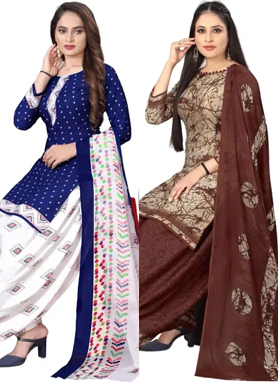 Crepe Dress Material with Dupatta For Women (Combo pack of 2)