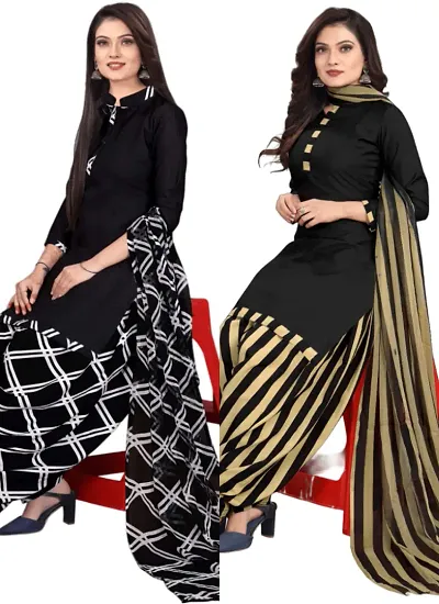 Crepe Dress Material with Dupatta For Women (Combo pack of 2)