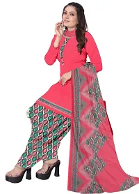 Pink  Grey Crepe Printed Dress Material with Dupatta For Women (Combo pack of 2)-thumb1