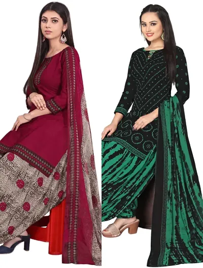 Crepe Dress Material with Dupatta For Women (Combo pack of 2)