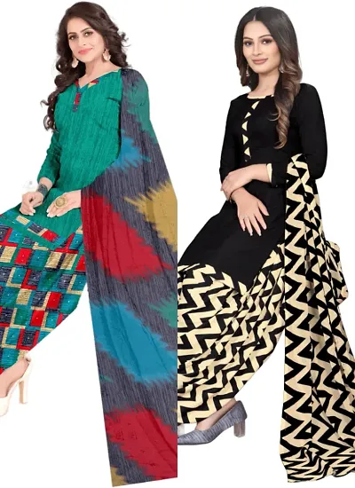 Stylish Crepe Digital Printed Unstitched Suits - pack of 2