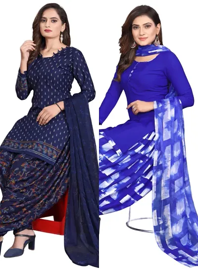 Stylish Crepe Digital Printed Unstitched Suits - pack of 2